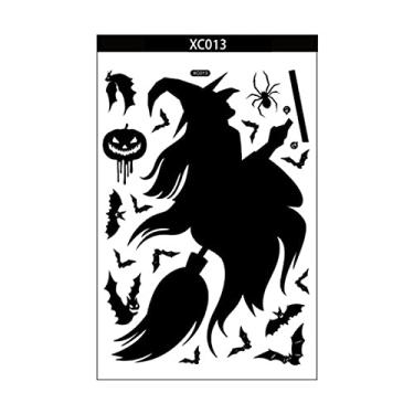 Imagem de Adesivo de Janela Assustador Halloween Adesivos Estáticos Laterais Decalque Vidro para Decoração Festa Reutilizável Presente Vestir-se