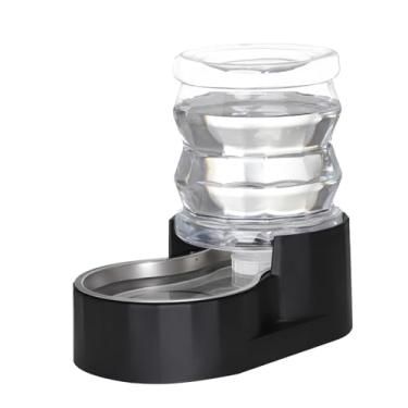 Imagem de RIZZARI Dispensador automático de água para animais de estimação por gravidade: tigela de aço inoxidável preta 4L sem filtro - alimentador de grande capacidade para cães e gatos - ideal para cozinha