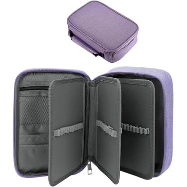 Imagem de Estojo Escolar Grande Capacidade, Estojo Box Jumbo Com Alça e Elastico para 72 canetas ou lápis, Feminino Masculino, Infantil Adulto, Organizador Com Divisórias e Zíper (PRETO) (Lilás)