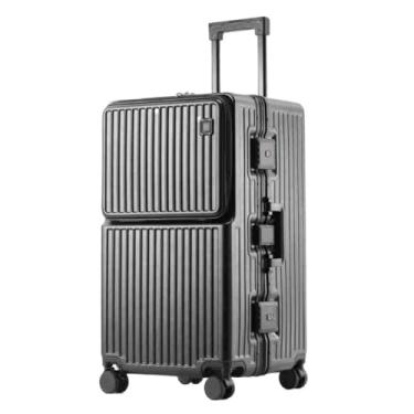 Imagem de Tourister Bagagem com estrutura de alumínio de grande capacidade - Mala de viagem de mão de 26/28/30 polegadas (unissex)(Black,26 inches)