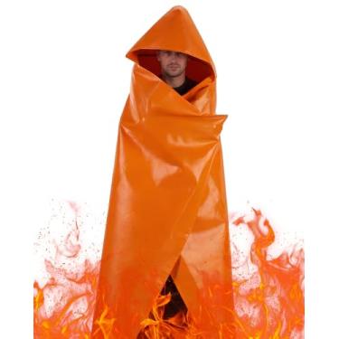 Imagem de Mondoshop Capa de escape à prova de fogo com capuz, cobertor de fogo de fibra de vidro revestido de silicone, capa de segurança de emergência retardante de chamas para uso doméstico e escritório