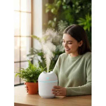 Imagem de Umidificador de mesa pequeno, hidratante de ar frio com luz noturna suave para uso interno