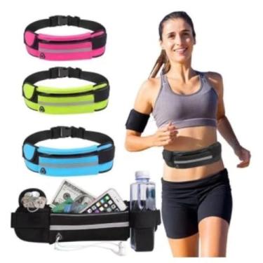 Imagem de Pochete Esportiva para Corrida com Porta Garrafa, Material Neoprene à Prova d'água, Faixa Refletiva, Bolso com Zíper, Ajustável