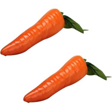 Imagem de Galepromot 2 peças de vegetais artificiais laranja cenoura de plástico reutilizável decoração de casa excelente qualidade e design popular, cenoura falsa, vegetais falsos, plantas artificiais e flores