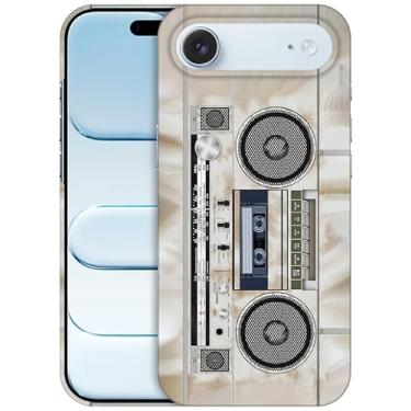 Imagem de GlamCase - Capa com suporte impresso para gravador de cassete de rádio vintage para iPhoneAir branca