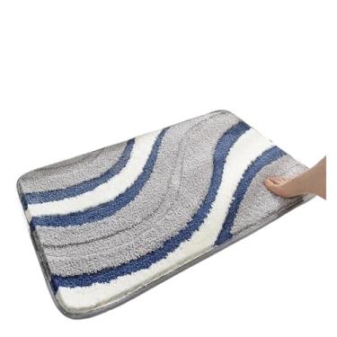 Imagem de Cobertor absorvente tapete de banheiro antiderrapante tapete de banheiro tapete de porta vaso sanitário tapete de porta absorvente de água pé macio (azul claro, 40 cm x 60 cm)