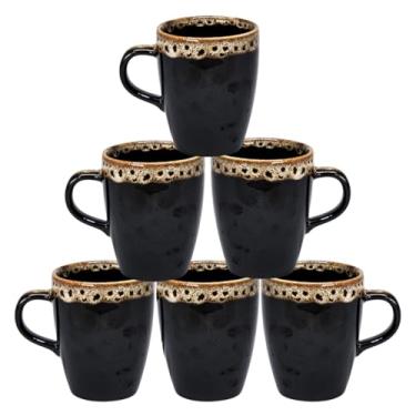 Imagem de Kit de 6 Canecas de Porcelana 230ml – Ideal para Café, Chá, Cantinho do Café, Recepções e Presente (6 Borda)