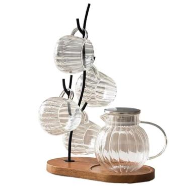 Imagem de Utensílios para servir bebidas quentes e frias, chaleira de vidro fria, chaleira de água quente, sala de estar, mesa de café, copo de água, bule de chá, jarra de água (transparente)