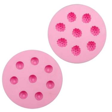 Imagem de Moldes de silicone de framboesa e mirtilo, conjunto de moldes de doces de chocolate de frutas, rosa, pacote com 2 (LC184 (Rosa))
