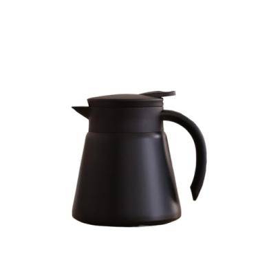 Imagem de Pote de isolamento térmico de aço inoxidável 304 duplo aspirador doméstico pequena chaleira quente para escritório mini café (preto, 680 ml)