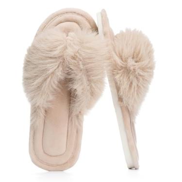 Imagem de GOEWY Pantufas Femininas Felpudas Com Caixa De Espuma Viscoelástica, Presentes Macios Para Mulheres, Mães, Mulheres, Dedos Abertos, Chinelo De Pele Sintética, Chinelos De Dedo, Chinelos De Quarto,