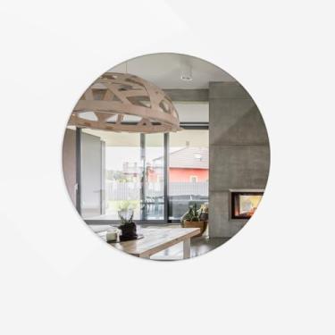 Imagem de Espelhos Lapidado Para Banheiro Sala Quarto espelho com led portatil (Redondo 60x60 cm,Led Quente)