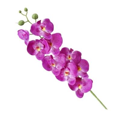 Imagem de 69 cm Phalaenopsis artificial ramos de flores de toque real orquídea sintética para arranjo floral, festa de casamento, decoração de casa (roxo vermelho)