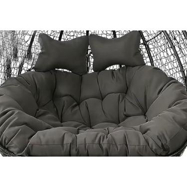 Imagem de Almofada de substituição para cadeira suspensa de jardim tipo ovo, 2 lugares, 59 x 43 polegadas (150 x 109 cm), almofada para cadeira suspensa dupla tipo rede (cadeira não incluída).