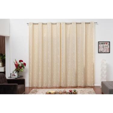 Imagem de Cortina Quarto Semi Blackout Jacquard Palha 6,00X2,80