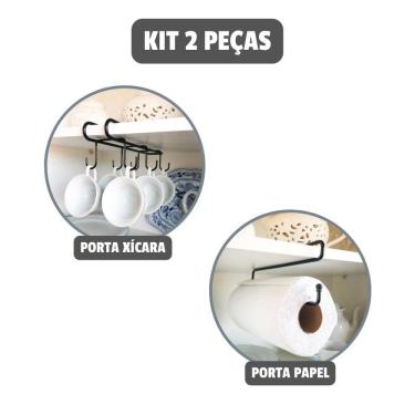 Imagem de Organizador Cozinha 2 Peças Prateleira Armário Suspenso Aço