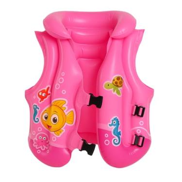 Imagem de Colete Salva-Vidas Infantil Natação Boia Fechos Ajustáveis Flutuador de Segurança Piscina (Rosa)