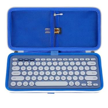 Imagem de Geekria Estojo de transporte para teclado, bolsa de viagem protetora rígida para teclado compacto pequeno, compatível com Logitech K380, Logitech Pebble Keys 2 K380s (Blueberry)