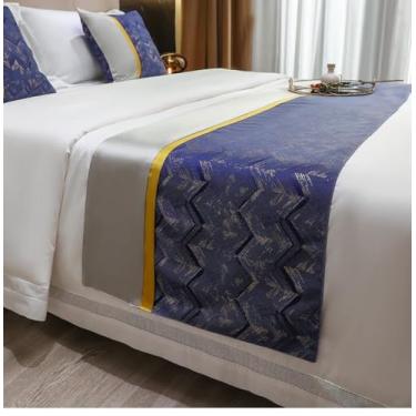 Imagem de Cachecol de corredor de cama de hotel, decoração de cama moderna, toalha de cama macia para a pele, elegante, colcha, proteção para cama de solteiro, Queen, tamanho king, azul, apenas 2 fronhas 45 x