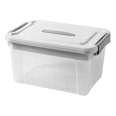 Imagem de Caixa Organizadora com Tampa Transparente, 3 Litros, Plástico Resistente, 13x13x24 cm, Travas Laterais, Empilhável