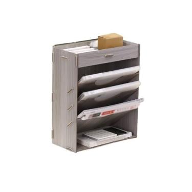 Imagem de Escritório Porta-documentos, organizador de correspondência, porta-revistas, arquivo, bandejas para cartas Organizador de mesa(Gray)