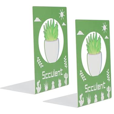 Imagem de ZJchao 2 Extremidades do Livro Dos Pces, Estantes para Prateleiras, Estante de Metal Antiderrapante Estável Livro Rolha Prateleiras de Apoio para Estantes Armários Escritórios (Suculenta)