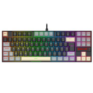 Imagem de Teclado Mecânico Gamer Redragon Kumara RGB Switch Marrom TKL Preto Cinza e Amarelo - K552LGY-RGB