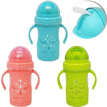 Imagem de Copo Baby Infantil Com Tampa E Canudo Alça De Plástico 260Ml