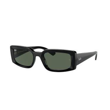 Imagem de Ray-Ban Óculos de sol quadrados femininos Rb4395f Kiliane Low Bridge Fit, Preto/Verde escuro, 54 mm