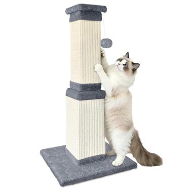 Imagem de AGYM Poste arranhador para gatos, 81 cm para gatos grandes, arranhadores para gatos internos, adultos, arranhador para gatos com sisal natural, cinza claro