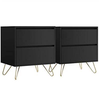 Imagem de Mesa lateral de sofá com 2 gavetas e pernas de metal para entrada da sala de estar (cor: 2)