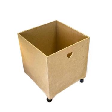 Imagem de Caixa organizadora de brinquedos com rodas em MDF(Cru coração)