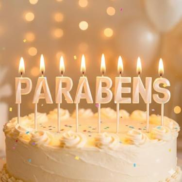 Imagem de Vela De Aniversário Design Parabéns Com 2,8Cm Silver Festas (Branca)