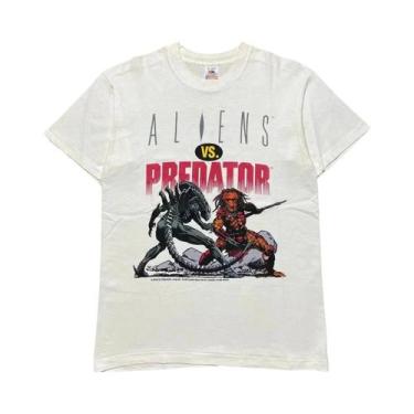 Imagem de Camiseta Masculina Preta Casual De Algodão Com Gola Redonda Aliens VS 