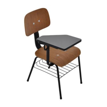 Imagem de Cadeira Secretária Universitária Base Fixa Linha Madeira Marrom