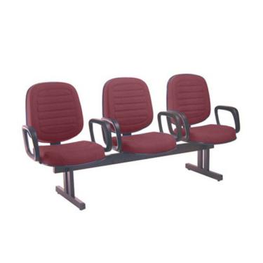 Imagem de Cadeira para Igrejas Evangélicas em Longarina com 03 lugares Linha Blenda Vermelho