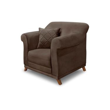 Imagem de Poltrona Sala De Estar Pé De Madeira Julieta Veludo S04 - D'rossi Cor Marrom