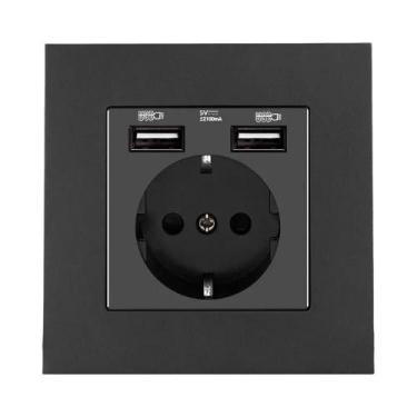 Imagem de Tomada De Parede USB Padrão EU 16A Com Porta 5V 2A AC 110V-250V Embuti
