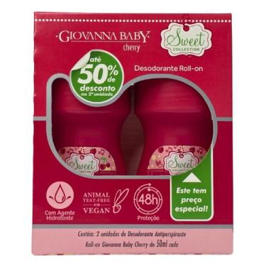 Imagem de Kit 2 Desodorante Roll-on Cherry 48h Vegano Giovanna Baby 50ml Cada
