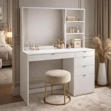 Imagem de Penteadeira 5 Gavetas 3 Nichos Blum Branco - Politorno