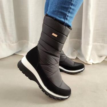 Imagem de Bota Llao Nobuck Nylon Preta Peluciada Com Lã Pelinhos - Firezzi, Marr