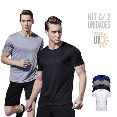 Imagem de Kit 2 Camisetas Masculina PROTEÇÃO SOLAR UV MC Dry Fitness Academia Corrida Praia Volle...