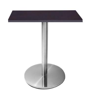 Imagem de Mesa Beta Em Inox 75 Cm (Altura) Com Disco Redondo Com Tampo Em Mdp Quadrado 60 Cm Preto