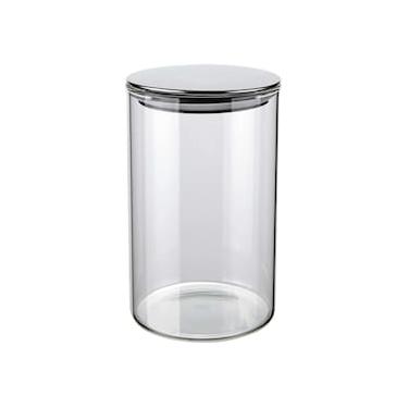 Imagem de Pote de Vidro Slim Euro Home VDR6866 1L Tampa Inox Fechamento Hermético Design Moderno