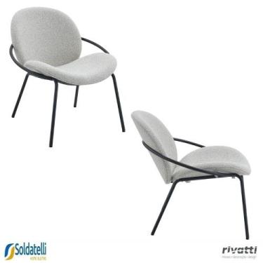 Imagem de Kit 2 Poltronas Lea Tecido Bouclé Off White ou PU Caramelo - Rivatti, 