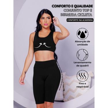 Imagem de Conjunto Academia Top Essencial E Bermuda Ciclista Sinta O Conforto Na Academia Com Wolfox-Feminino