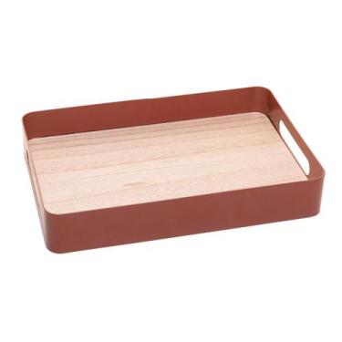 Imagem de Bandeja Fundo de Madeira Virelli 30 x 20 x 5cm Marrom Metal - Lyor