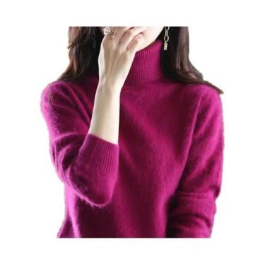 Imagem de Suéter De Cashmere Com Gola Alta Em Plush De Mink Para Mulheres Outono