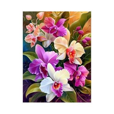 Imagem de Pintura Diamante 5D Colorida DIY Bordado Artesanal Flor De Íris Com Mi