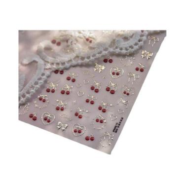 Imagem de Adesivos Decorativos Para Unhas Com Design De Patinha De Gato, Cereja 